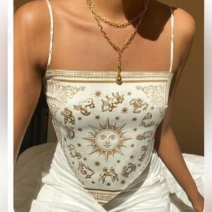 WeWoreWhat Cream and Gold Crop Top